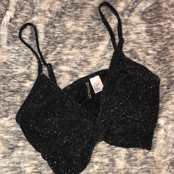H&M Black Glitter Crop Top - Picture 1 of 2